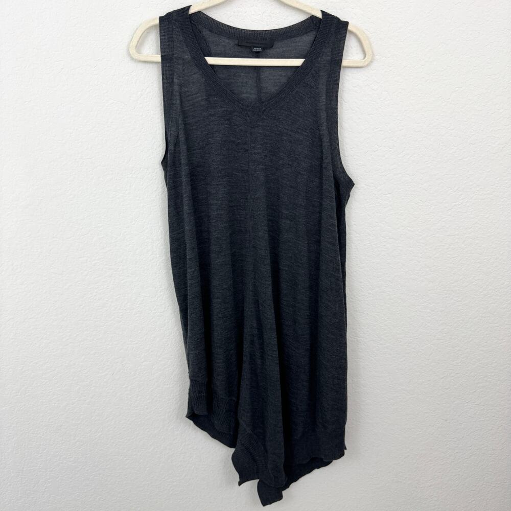 Alexander Wang Womens Knit Sleeveless Tunic Top Sz M 100% Wool Asymmetrical Gray